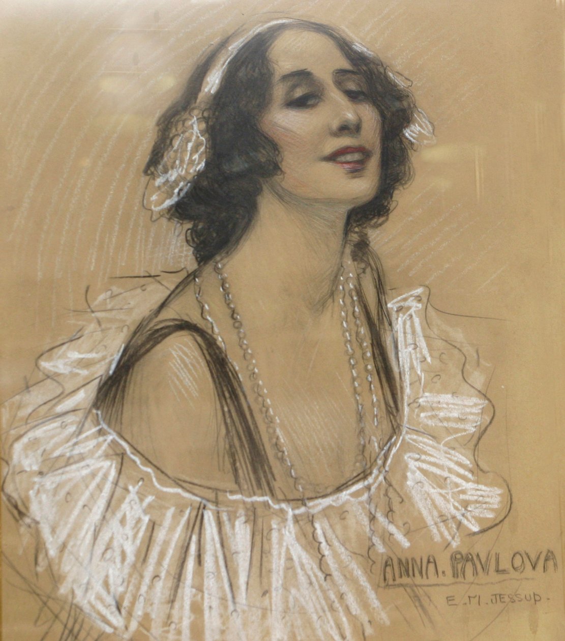 Disegno a pastello della ballerina russa Anna Pavlova da Unbekannt