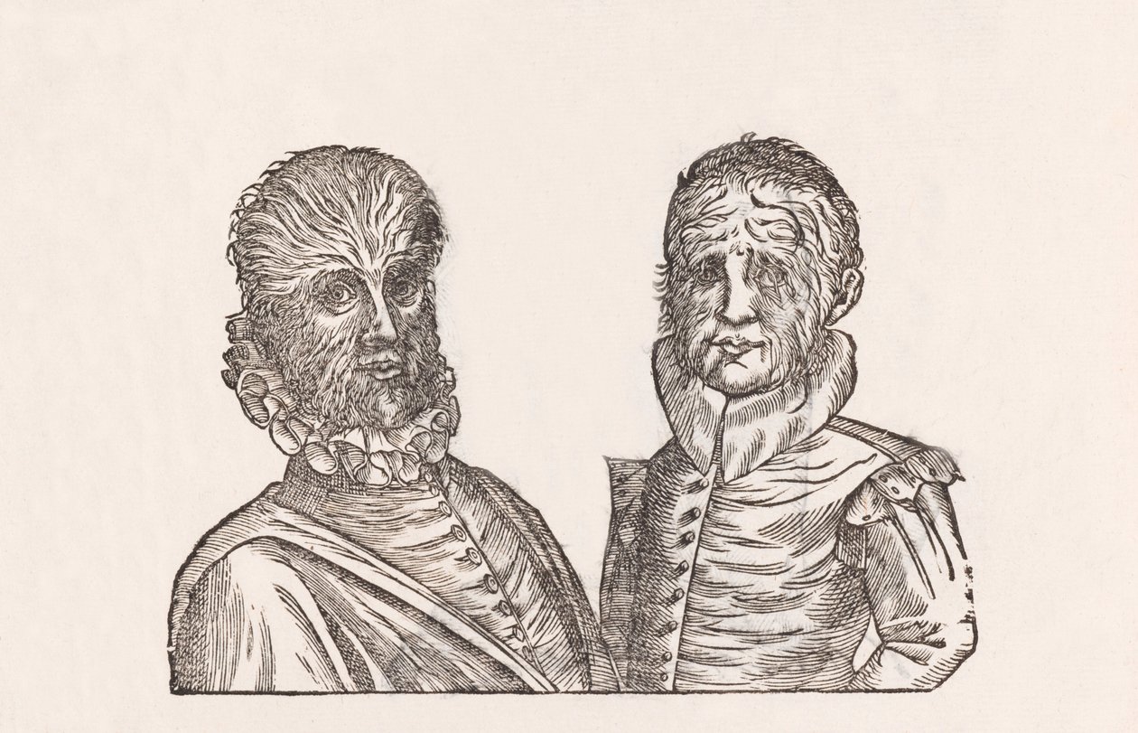 Pater annorum quadragina, & filus annorum viginti toto corpore pilosi da Unbekannt