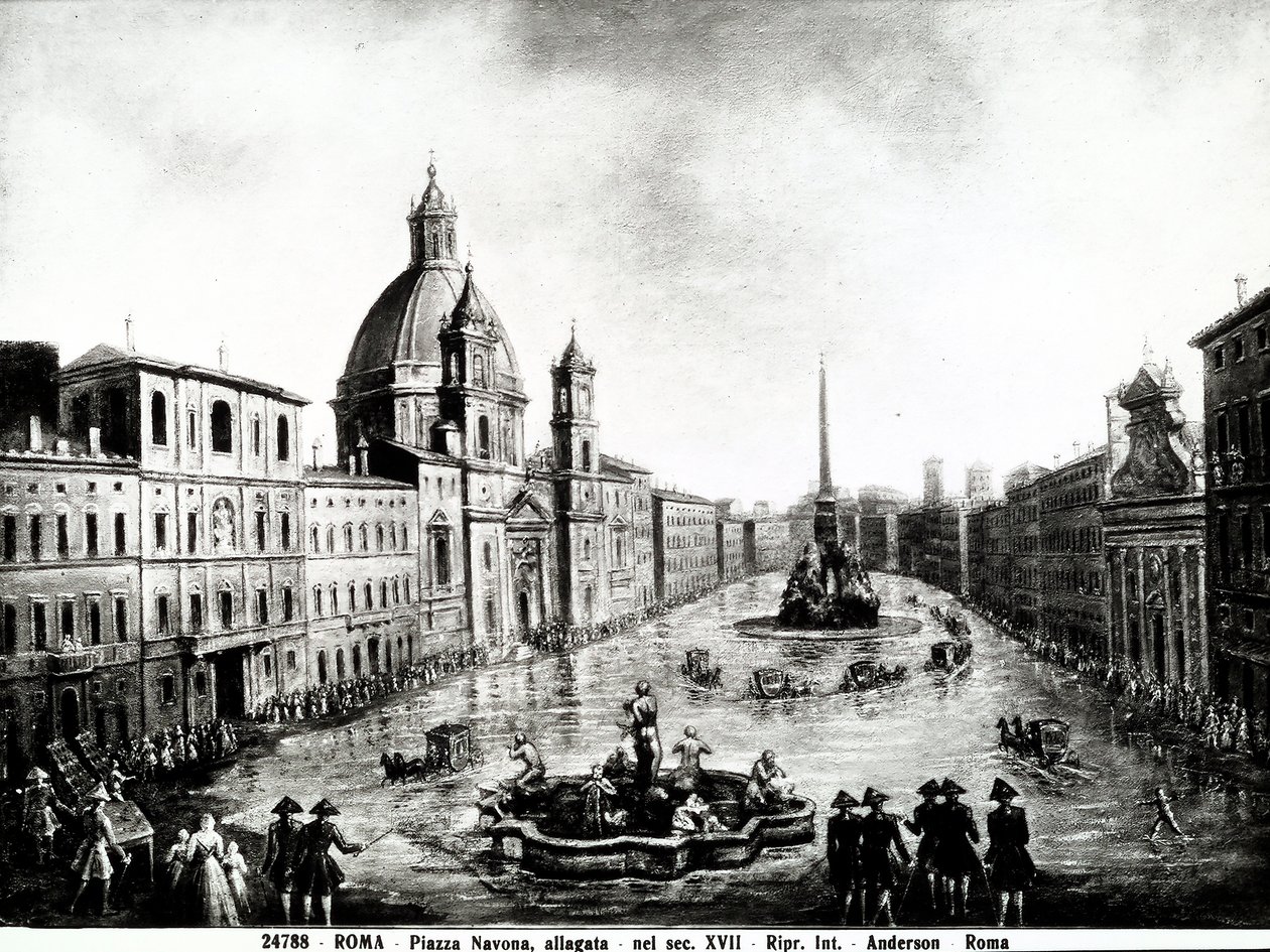 Piazza Navona a Roma, stampa del XVII secolo conservata a Roma da Unbekannt