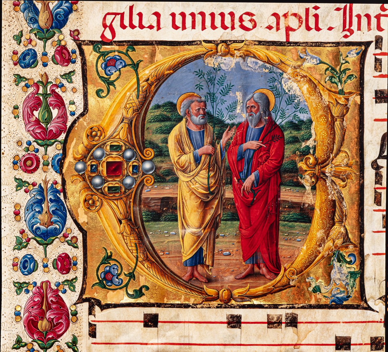 Biblioteca Piccolomini: libro del coro, cod. 16.1, ff. 2r con "Due Apostoli" (dettaglio) da Unbekannter Künstler