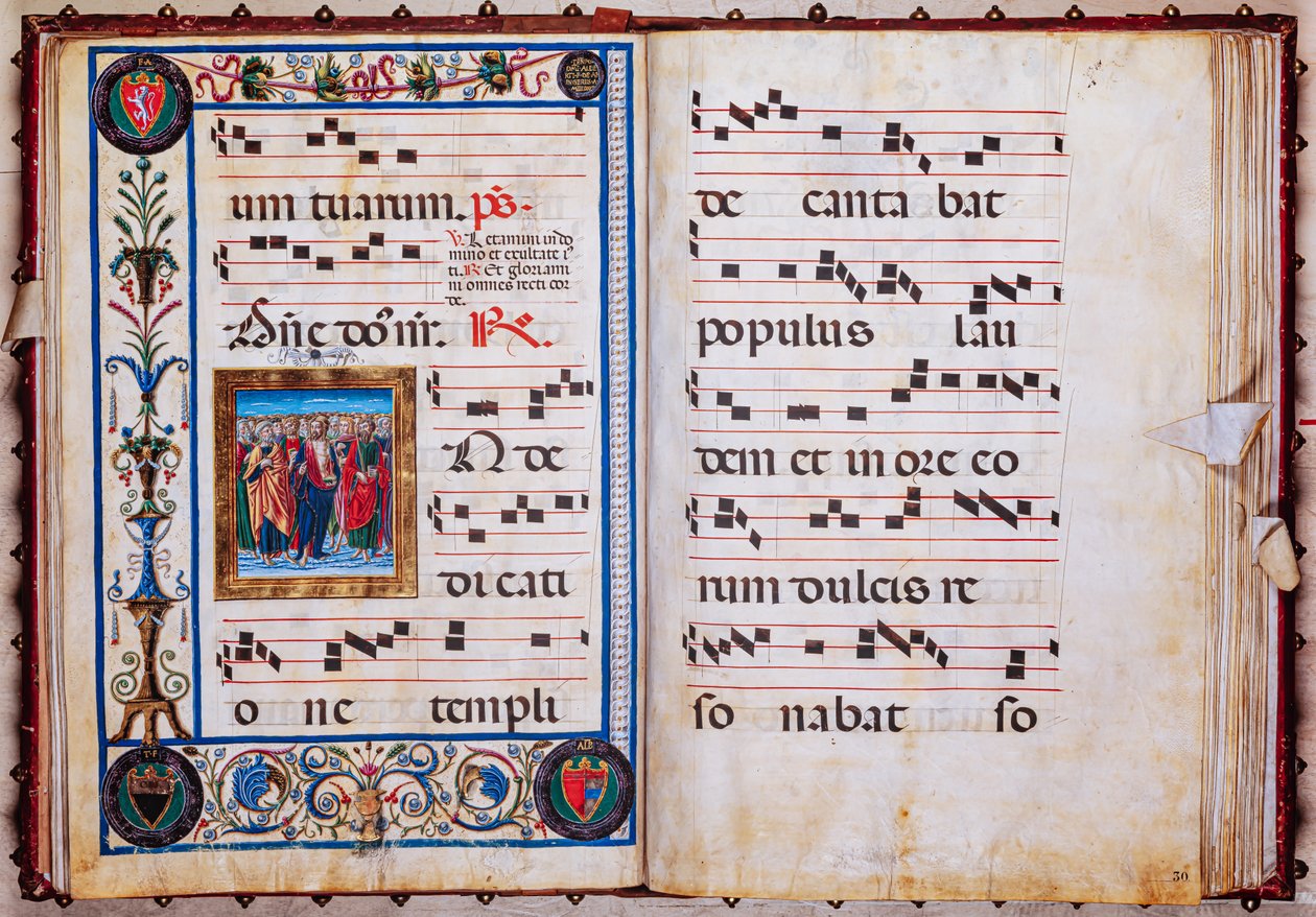 Biblioteca Piccolomini: libro del coro, cod. 26.R, ff. 29v-30r con "Cristo e tutti i Santi" da Unbekannter Künstler