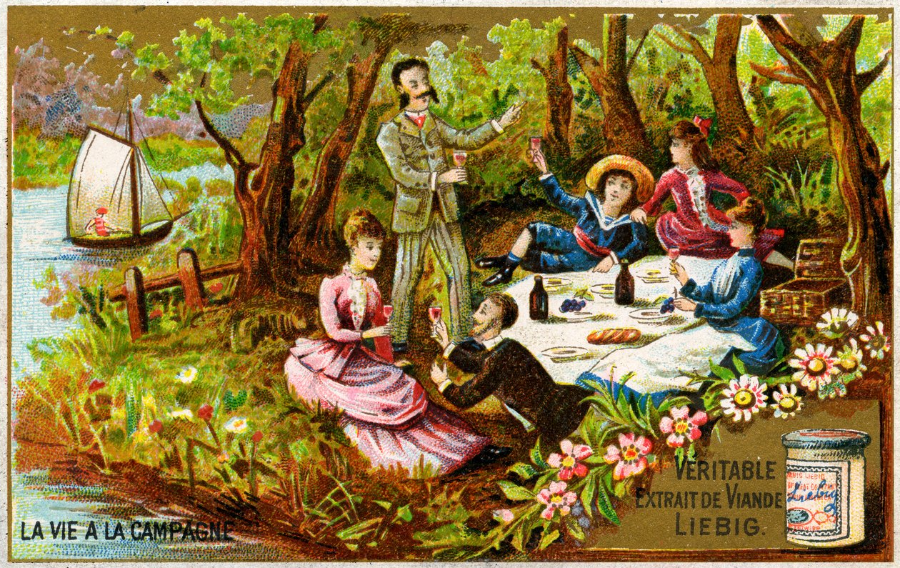 Picnic in campagna in Francia alla fine del XIX secolo da Unbekannter Künstler