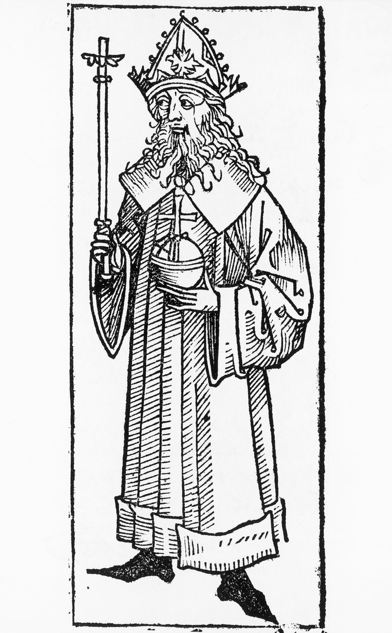 Ritratto di Carlo IV di Lussemburgo, Re di Germania e Re di Boemia, e Imperatore del Sacro Romano Impero, xilografia da William M. Timlin