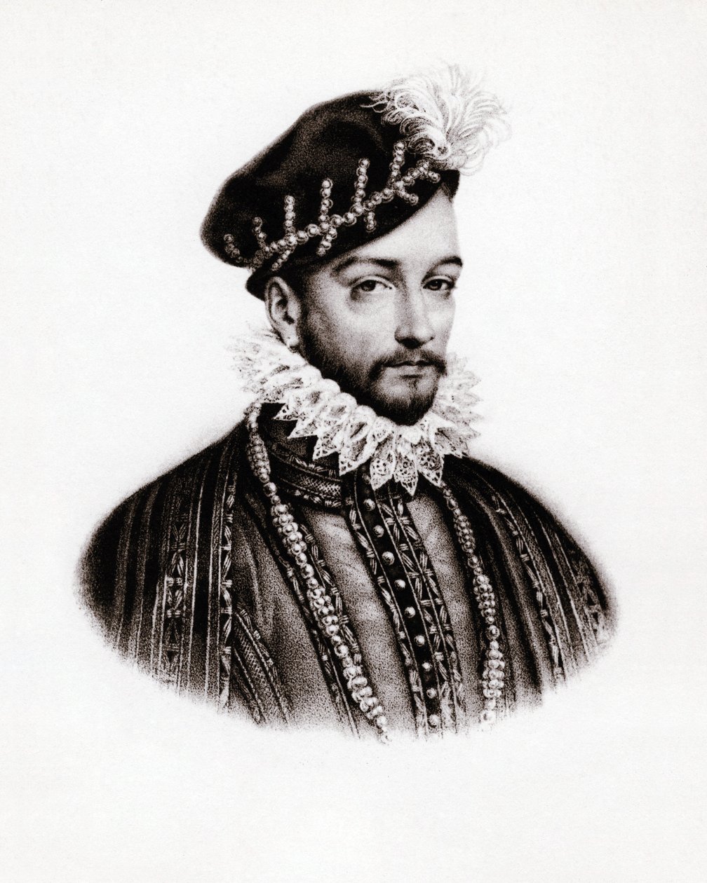 Ritratto di Carlo IX (1560-1574) Re di Francia, incisione da Unbekannter Künstler