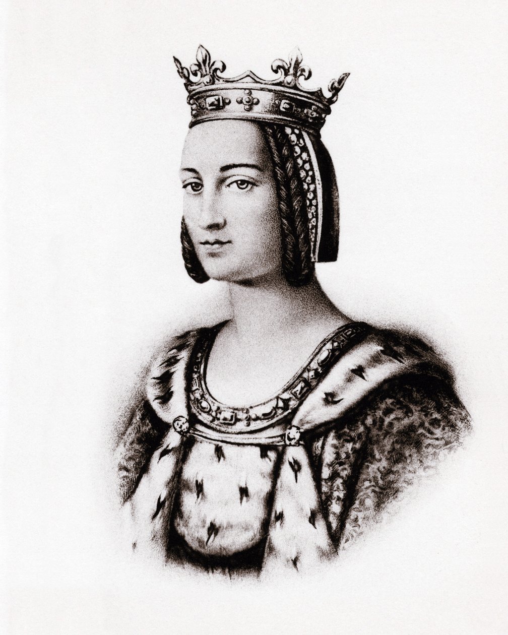 Ritratto di Charlotte de Savoie (1445-1483) Regina di Francia, incisione, sd da Unbekannter Künstler