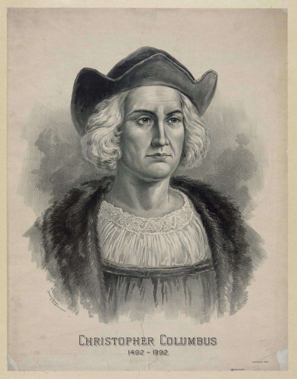 Ritratto di Cristoforo Colombo (1451 - 1506), c.1892 (litografia) da Unbekannt