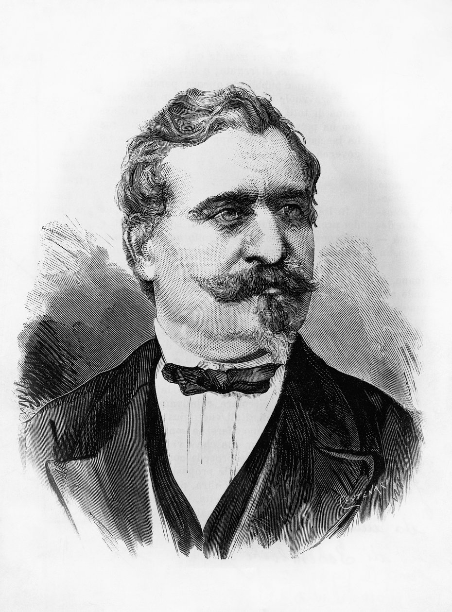 Ritratto di Giovanni Prati (1815-1884), poeta e politico italiano, incisione di Centenari da una fotografia di Michele Schemboche da William M. Timlin