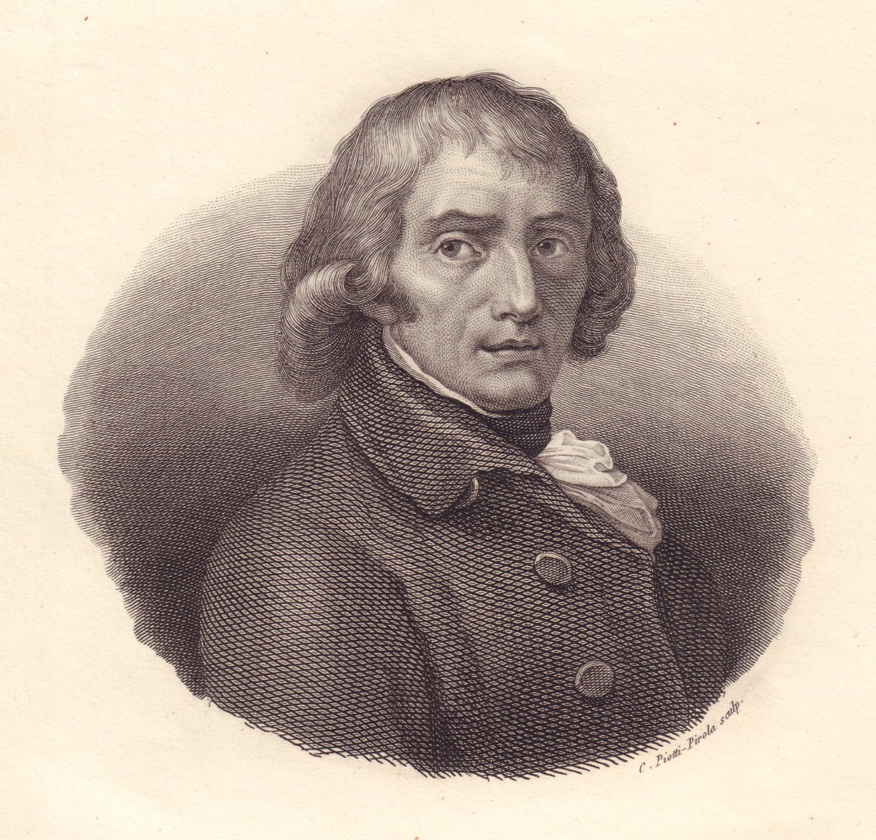 Ritratto del poeta italiano Giuseppe Parini (1729-1799), incisione su rame di Piotti da disegno di Andrea Appiani da William M. Timlin
