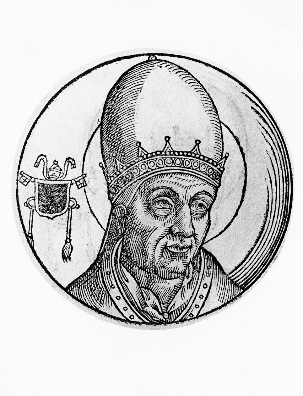 Ritratto di Giovanni III, 61º Papa della Chiesa Cattolica, incisione da William M. Timlin