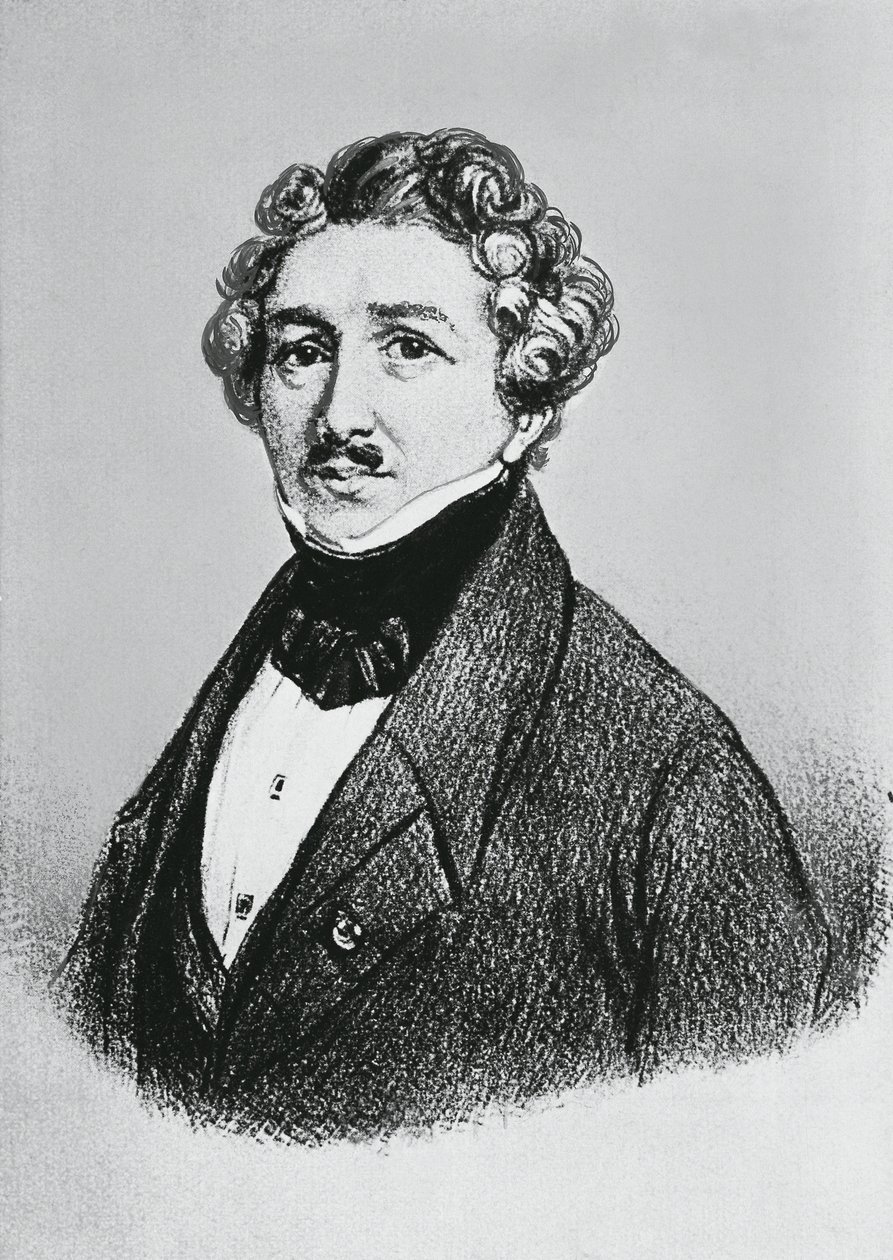 Ritratto di Louis-Jacques-Mandé Daguerre, artista, fisico e chimico francese, riconosciuto per l