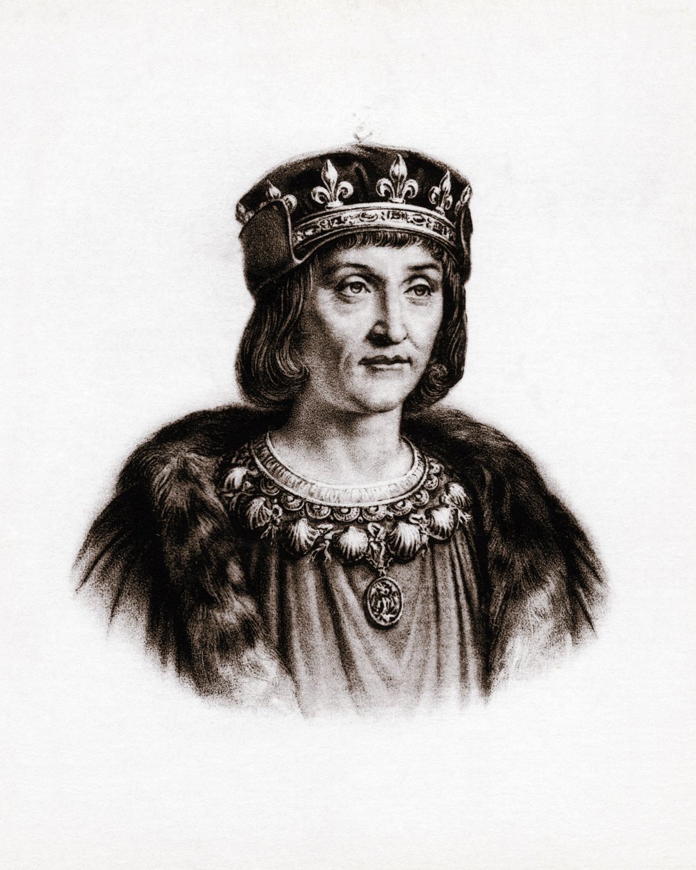 Ritratto di Luigi XII (1462-1515), Re di Francia. Incisione da Unbekannter Künstler