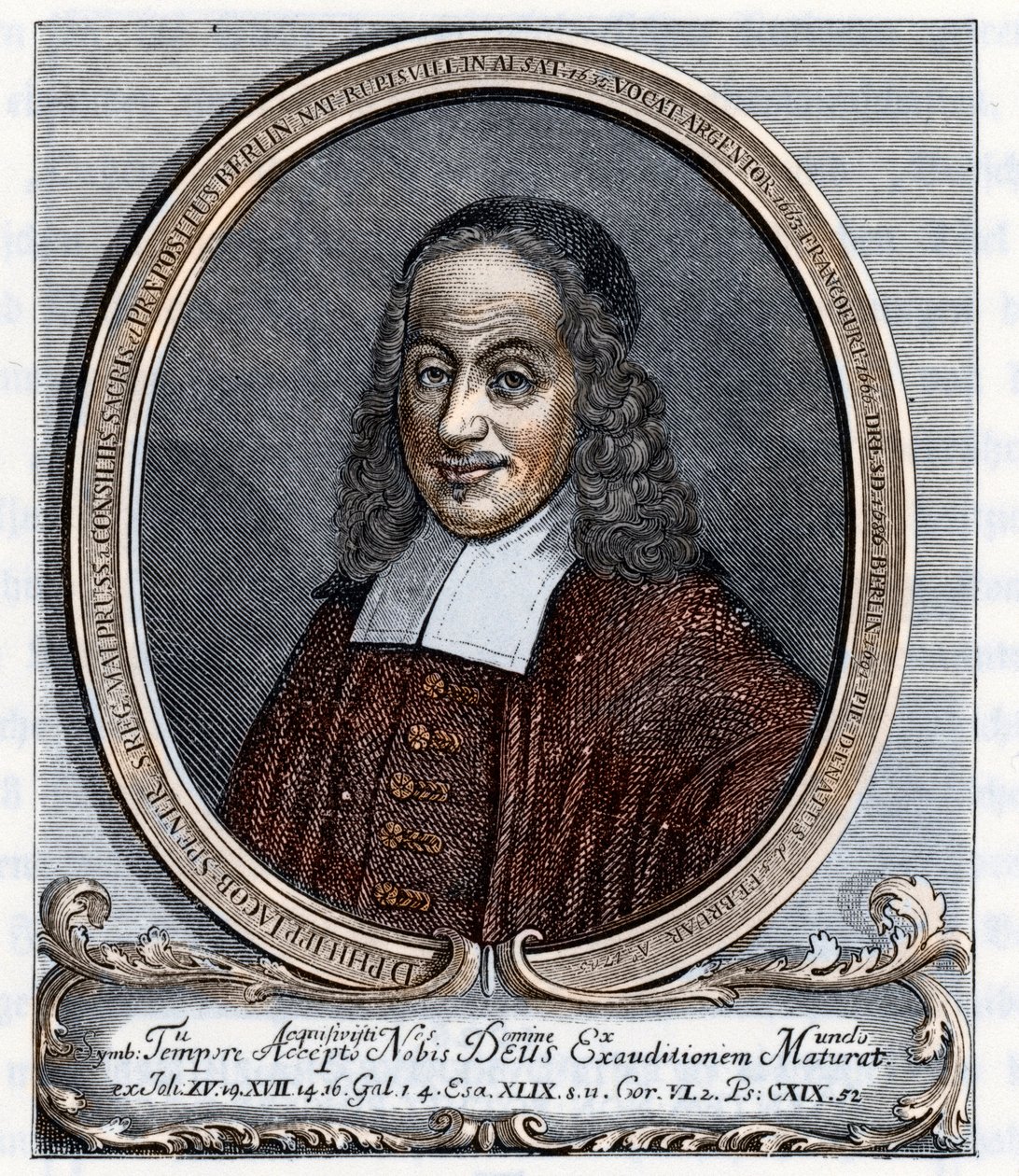 Ritratto di Philipp Jacob Spener (1635-1705) teologo luterano fondatore del pietismo. Incisione da 
