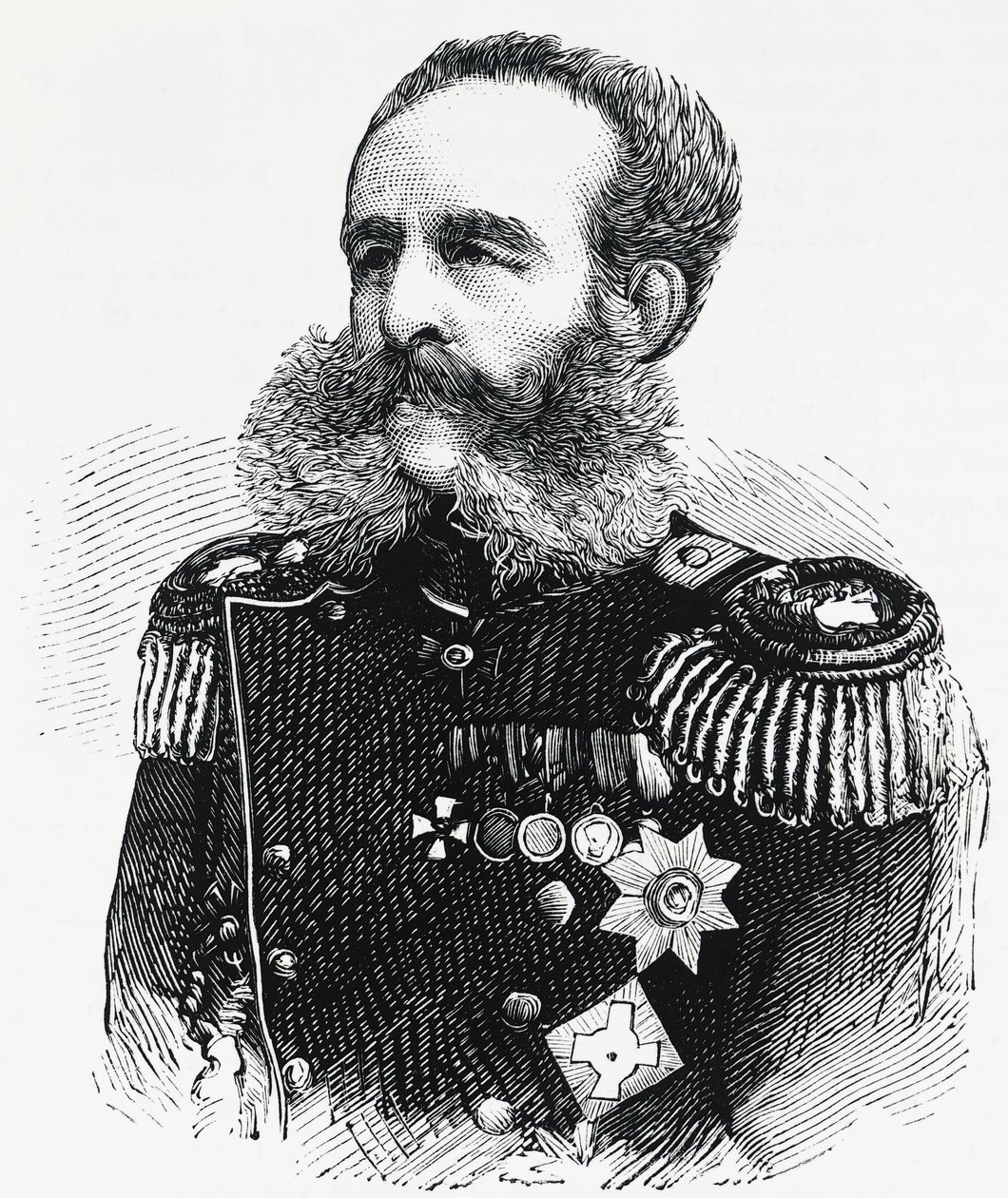 Ritratto del Principe Dmitry Ivanovich Sviatopolk-Mirsky, generale russo, incisione da William M. Timlin