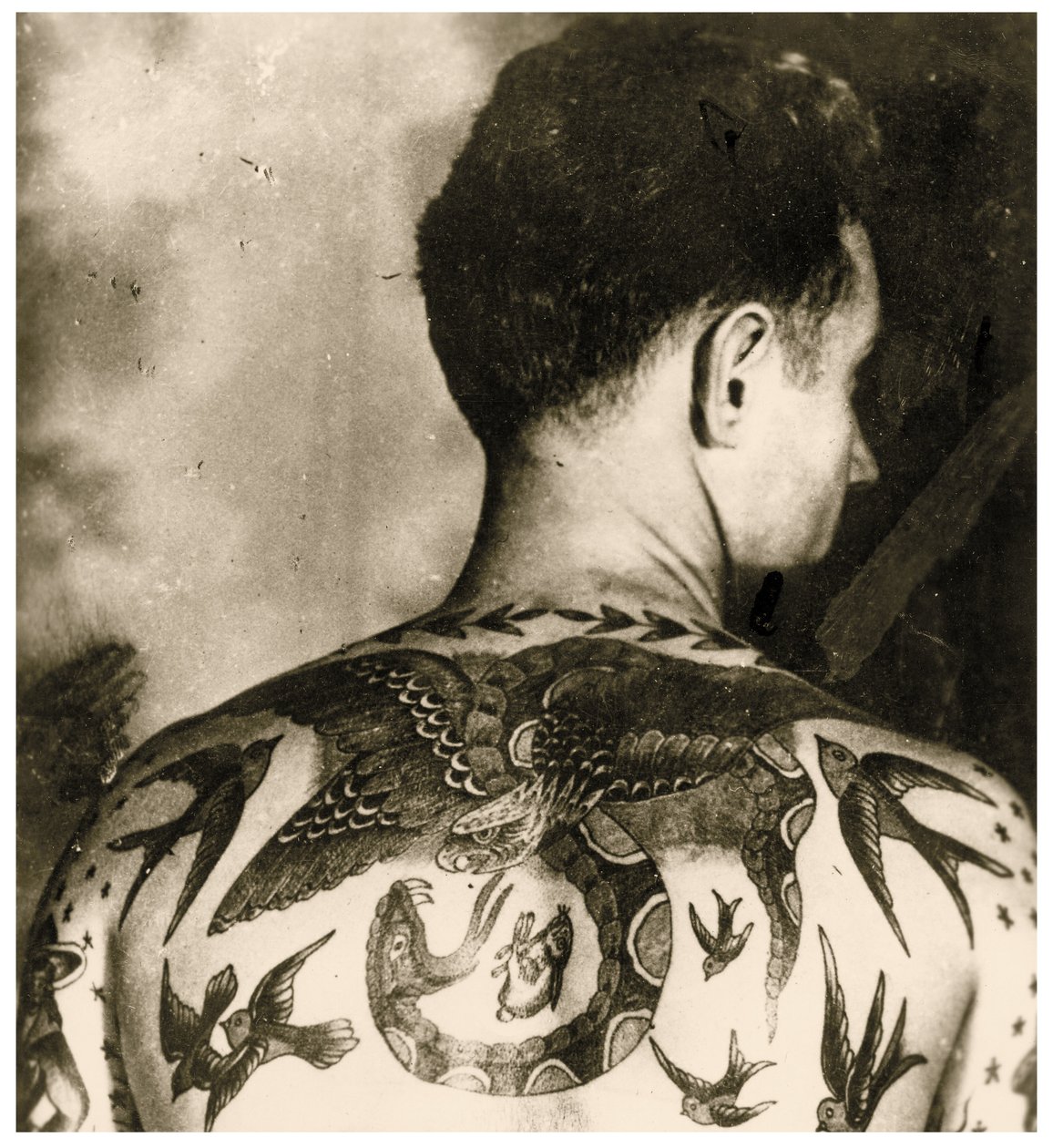 Ritratto di Tom Stephen, tatuato da Bert Grimm, c.1942 da Unbekannter Künstler