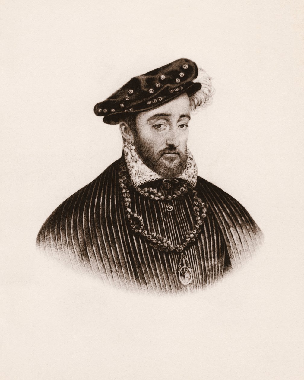 Ritratto del re di Francia Enrico II (1519-1559) Incisione del XIX secolo da Unbekannter Künstler