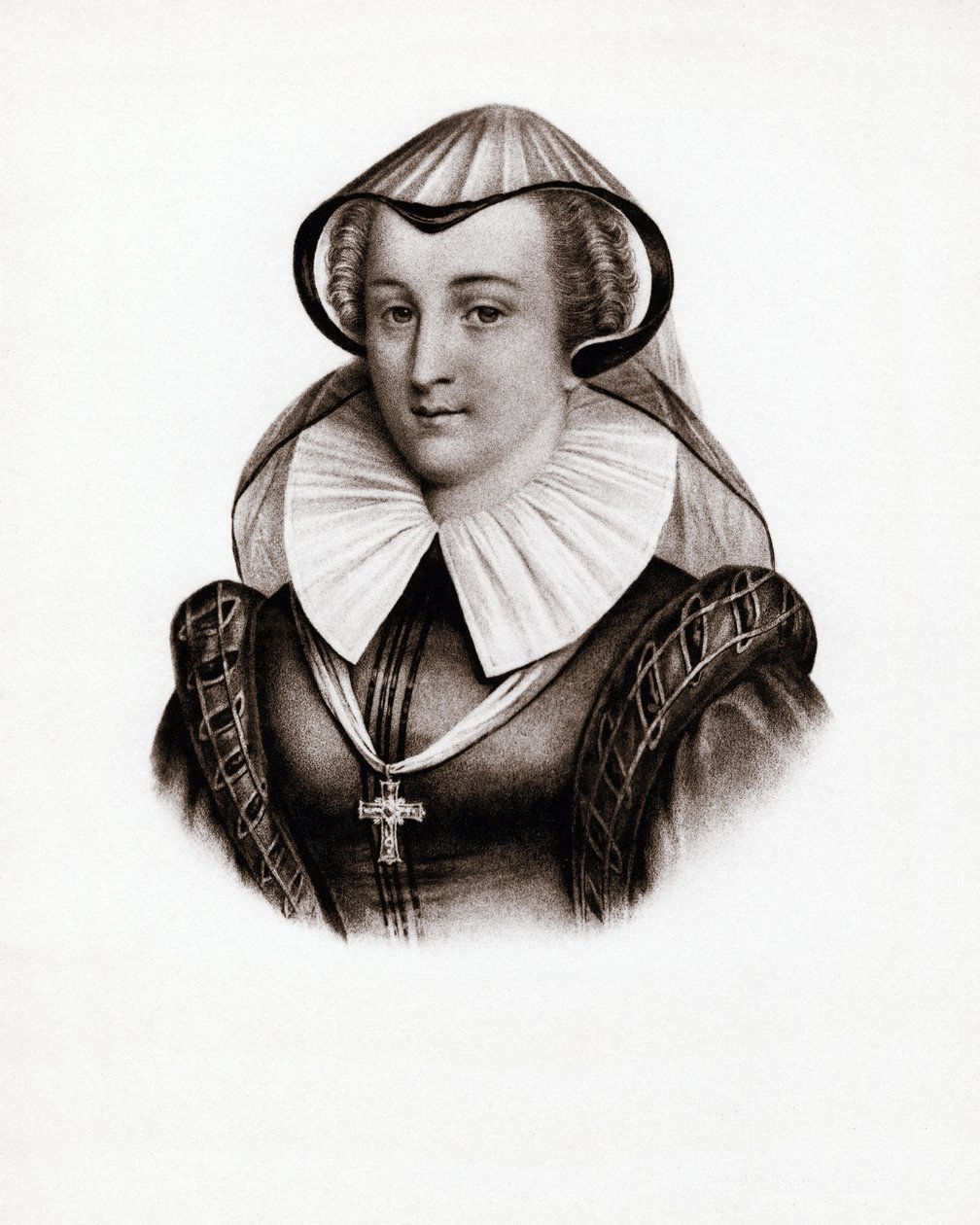 Ritratto della regina di Francia Maria Stuarda (Maria I di Scozia) (1542-1587). Incisione del XIX secolo da Unbekannter Künstler