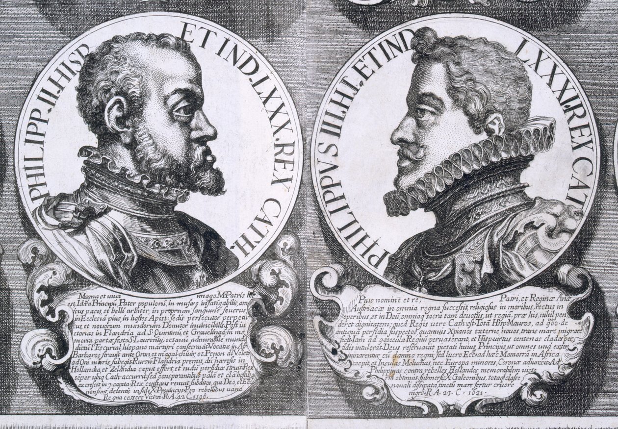 Ritratti di Filippo II e Filippo III di Spagna (litografia) da Unbekannt