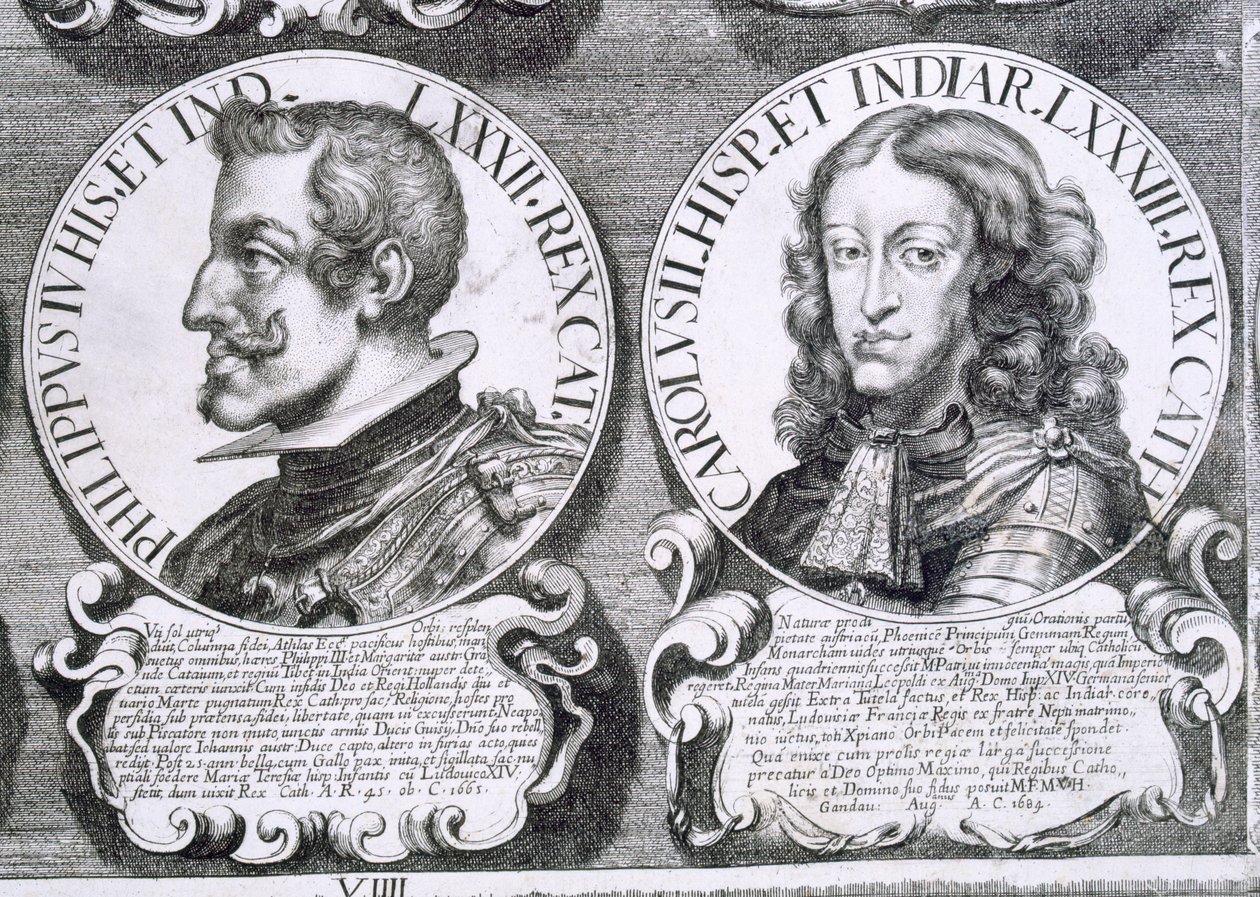 Ritratti di Filippo IV e Carlo II (litografia) da Unbekannt