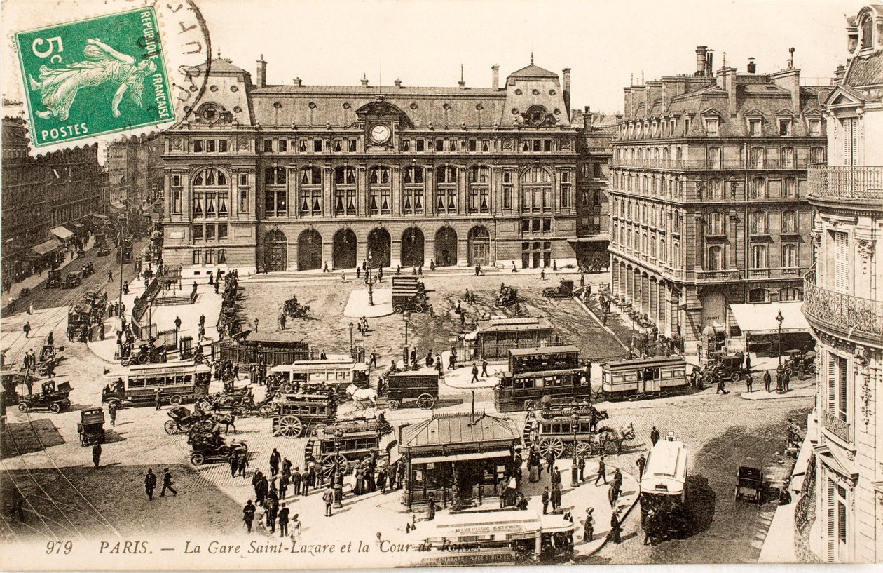 Cartolina/Stazione Saint Lazare/Parigi/Seine/Île de France/Francia da William M. Timlin
