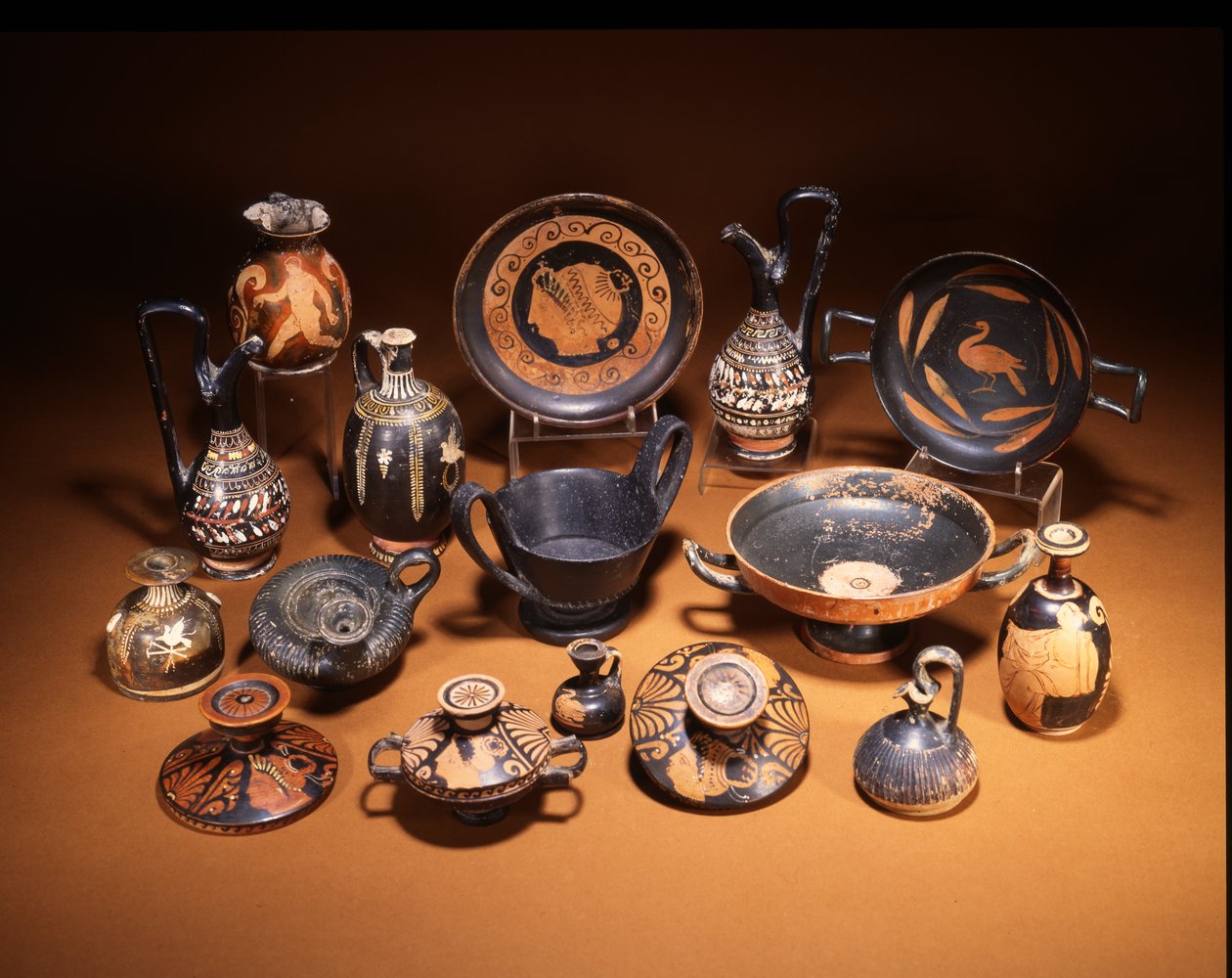 Gruppo di ceramiche etrusche e Gnathia da Unbekannt