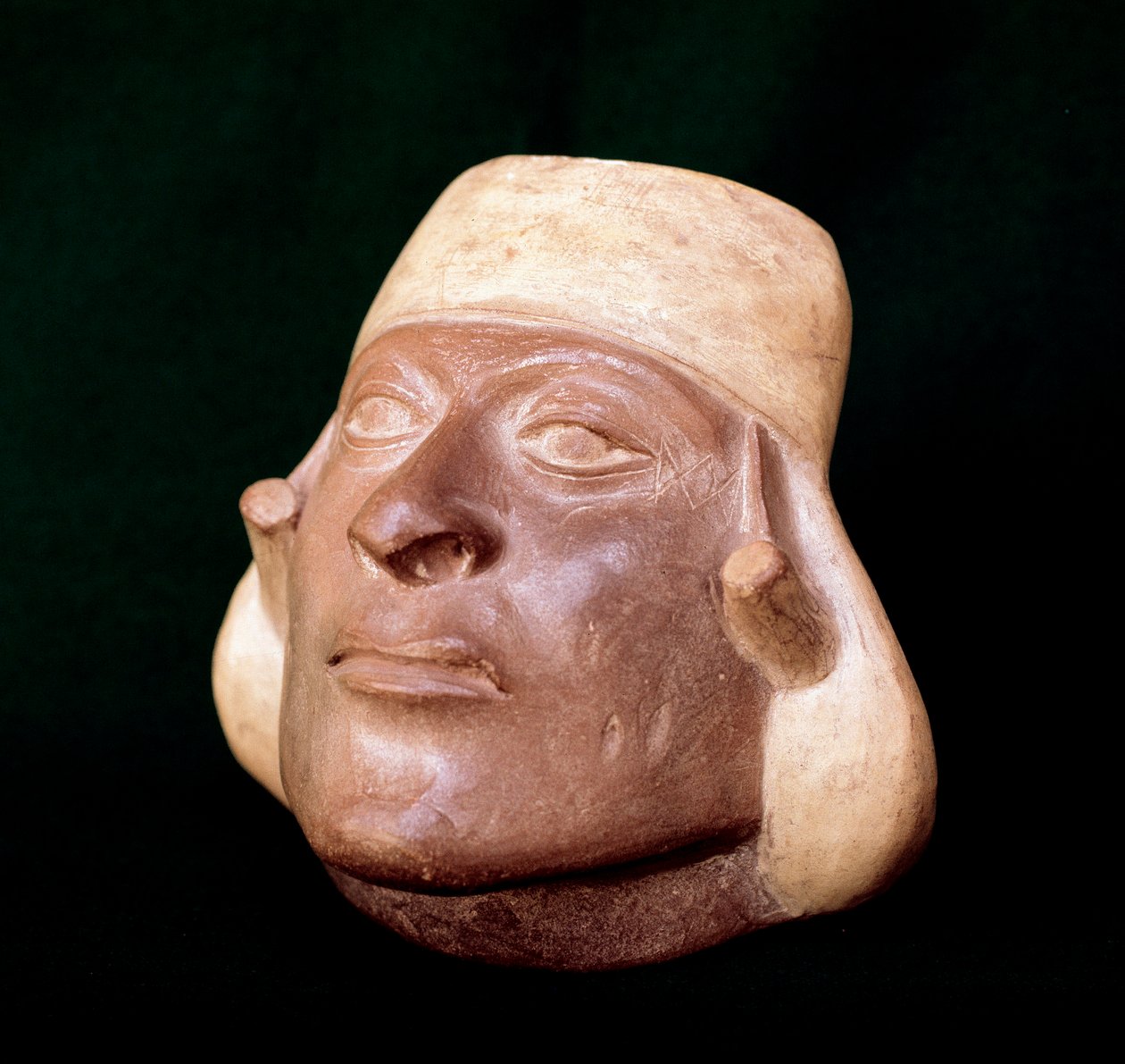 Vaso in terracotta rappresentante una testa d