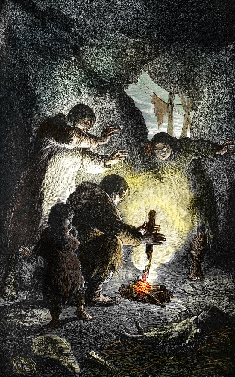 Preistoria: la scoperta del fuoco da Unbekannter Künstler