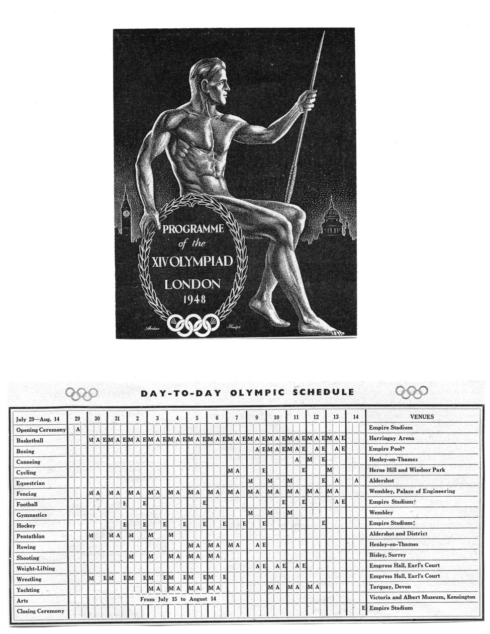 Programma della XIV Olimpiade a Londra e il Programma Giorno per Giorno dal 29 luglio al 14 agosto da Unbekannt