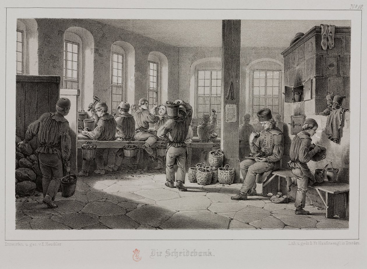 Lavorazione delle materie prime, Metallurgia - Lavorazione del minerale metallico, Germania, c 1851 da Unbekannt