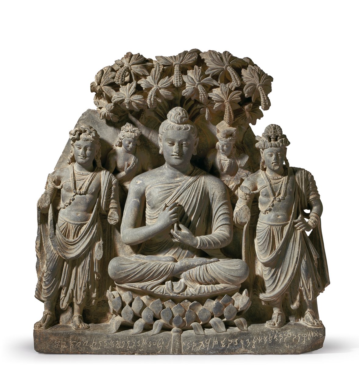 Triade in rilievo del Buddha Shakyamuni con Bodhisattva, III-IV secolo da Unbekannter Künstler