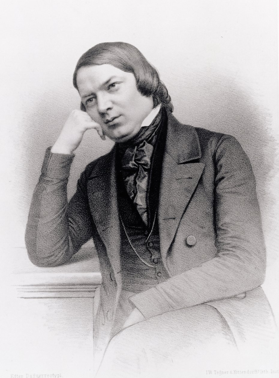 Robert Alexander Schumann (1810-56), compositore tedesco, inciso da Isaac Wilhelm Tegner (1815-93) e Johann Adolf Kittendorff (1820-1902), da un dagherrotipo da Unbekannt