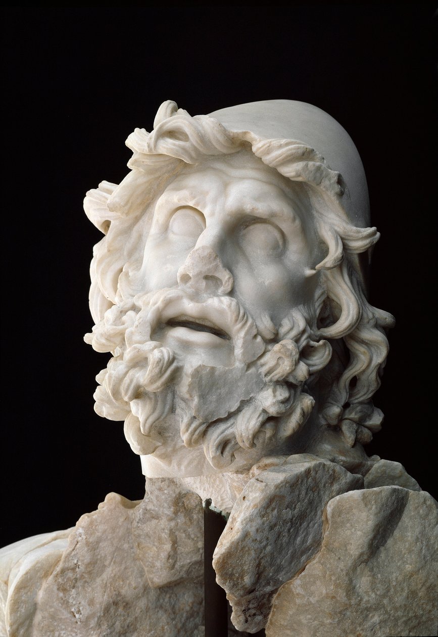 Arte romana: gruppo di Polifemo accecato: Testa di Ulisse - Scultura in marmo, I secolo a.C. o d.C. - Sperlonga, Museo Archeologico Nazionale da Unbekannt