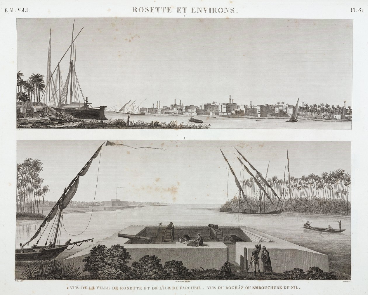 Rosetta e la foce del Nilo, Egitto, c 1798 da Unbekannt