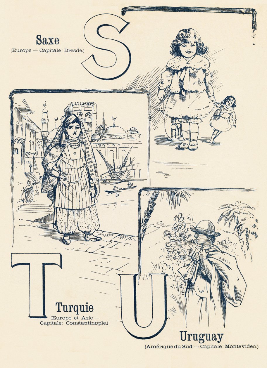 S T U : Sassonia, Turchia, Uruguay - ABC dei due mondi. Emile Guerin, editore, Parigi, circa 1900 da Unbekannt
