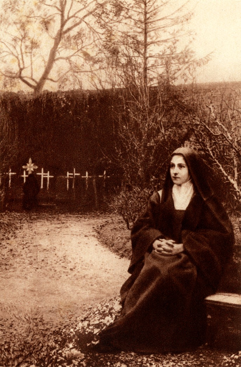 Santa Teresa del Bambin Gesù meditava nei giardini del monastero di Lisieux. 1948 da Unbekannter Künstler