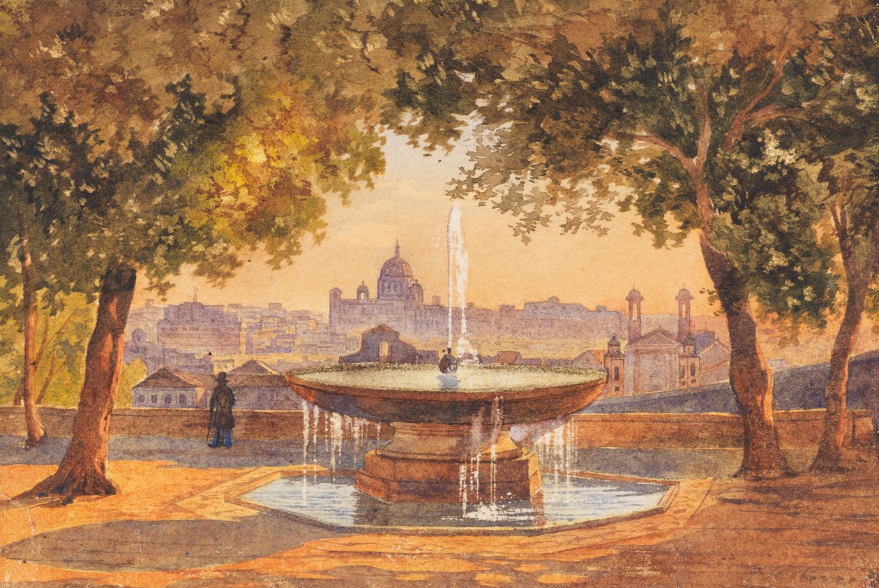 Salomon Corrodi Vista su Roma dalla fontana di Villa Medici da Unbekannter Künstler