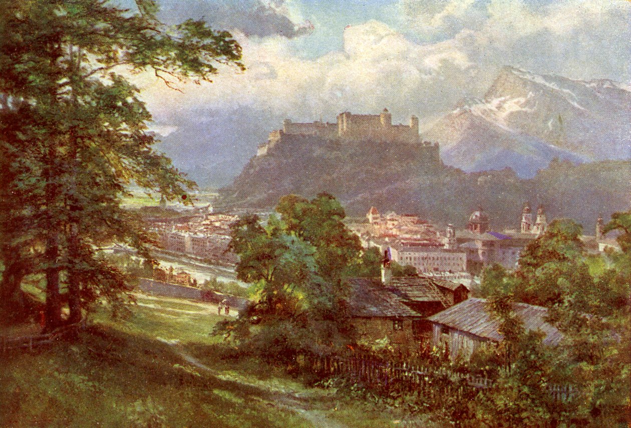 Salisburgo - vista dal Kapuzinerberg, Austria da Unbekannter Künstler