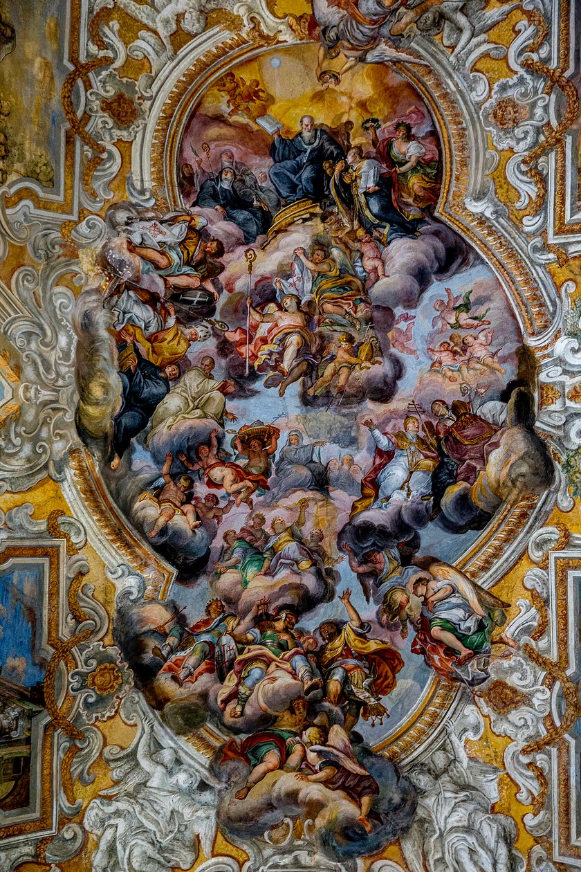 Chiesa di San Benedetto, Catania, Sicilia (Italia). Dettaglio del soffitto affrescato (XVIII secolo). (foto) da Unbekannt