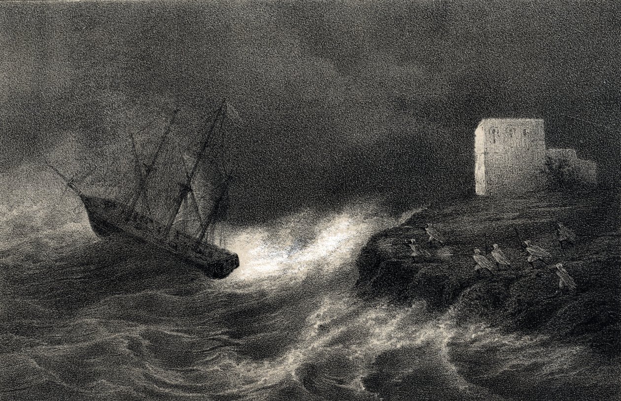 Naufragio dei brigantini "Aventure" e "Silene" sulla costa algerina, 15 maggio da Unbekannter Künstler