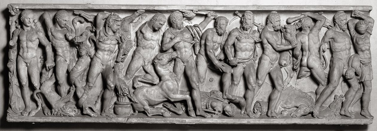 Lato di un sarcofago che raffigura le fatiche di Ercole, romano, II secolo (marmo) da Unbekannt