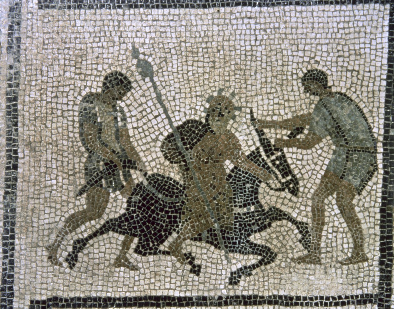 Silenus su un Asino, dettaglio da un mosaico da Unbekannter Künstler