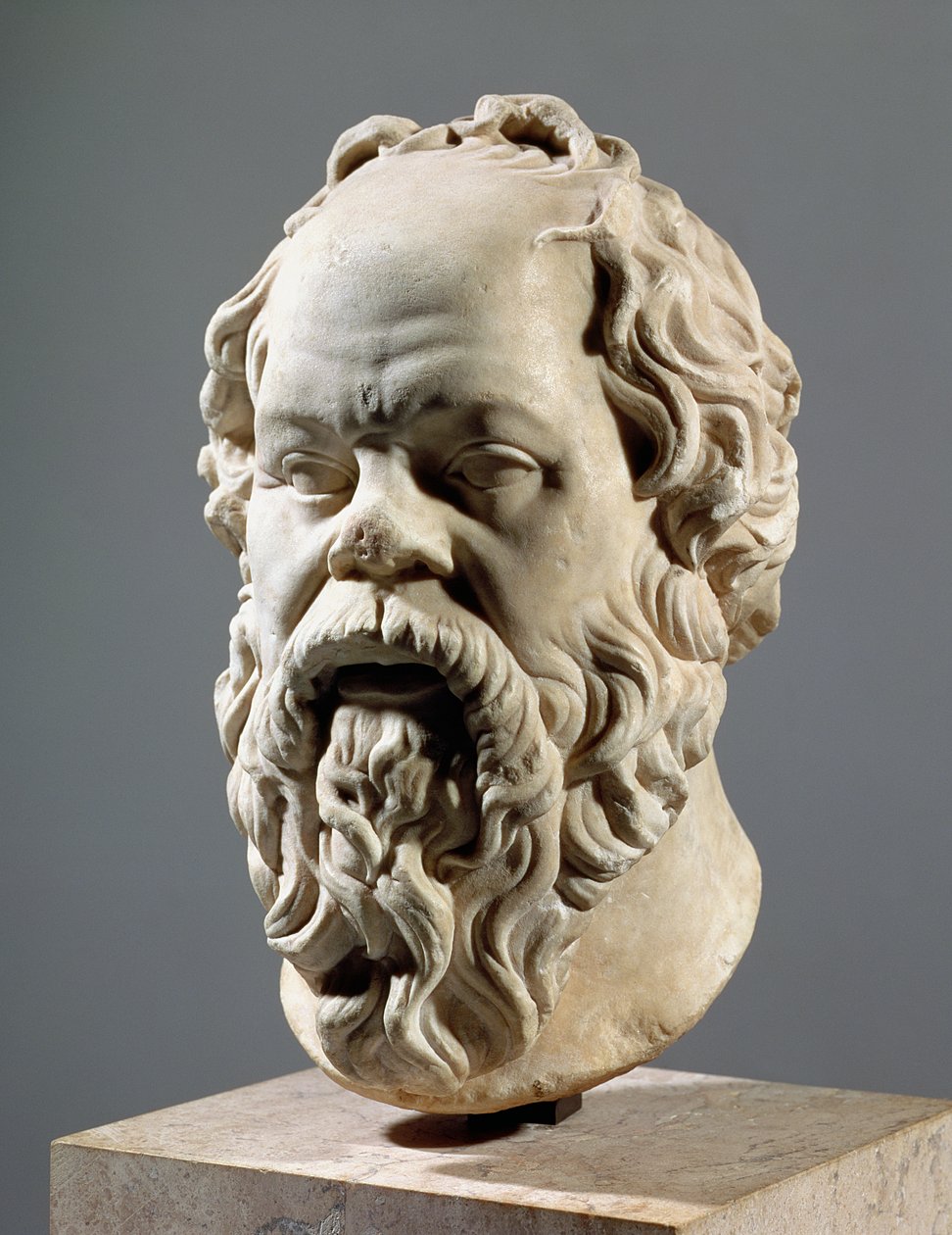 Socrate, testa in marmo, copia da un bronzo del Pompeion di Atene, realizzata da Lisippo, greca classica, c.330 a.C. da Unbekannt