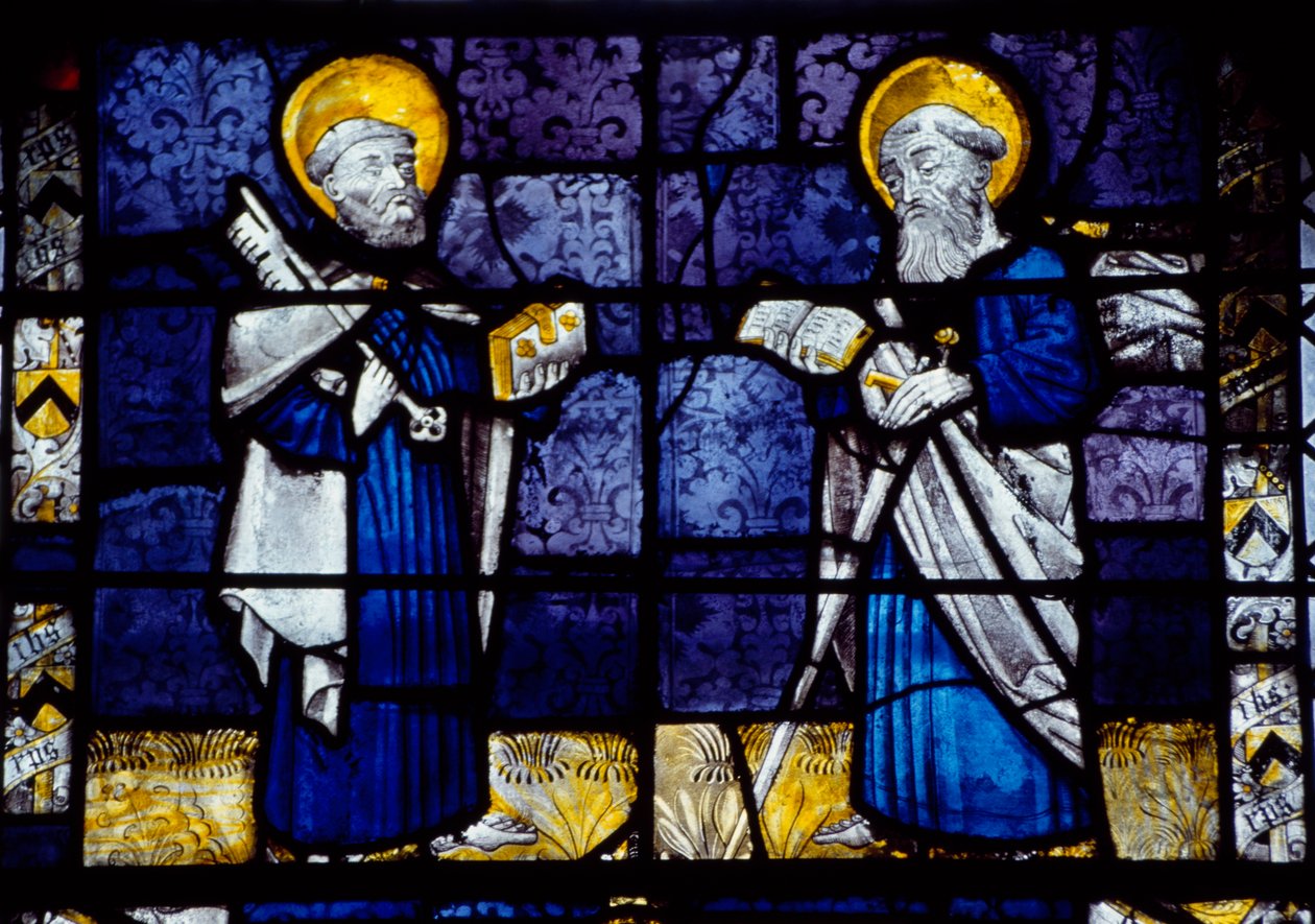 San Pietro e San Paolo, vetrata della Chiesa Priorale, Le Bourget du Lac, Savoia, Francia da Benjamin Baud