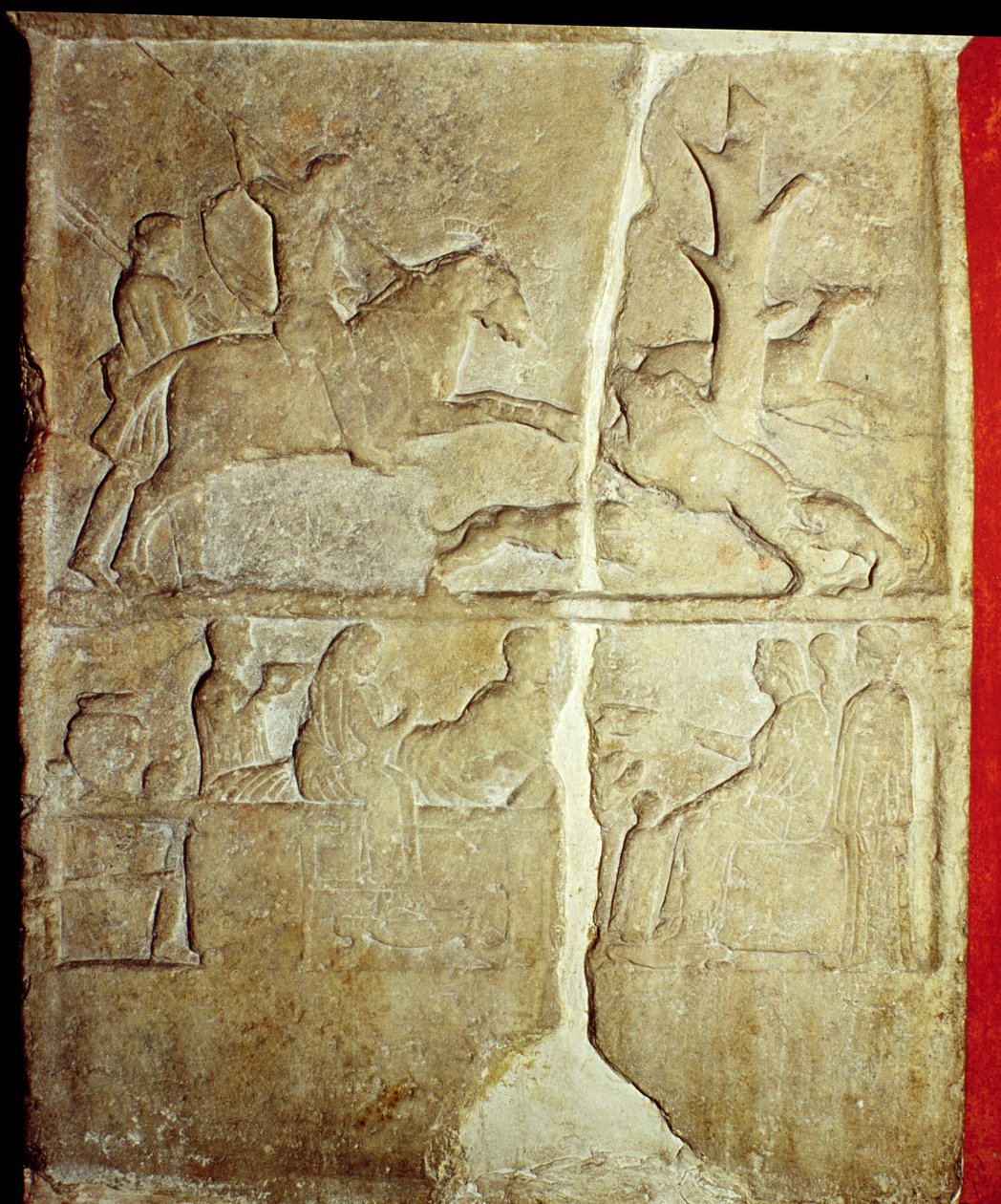 Rilievo di stele che raffigura una caccia al cinghiale (pietra) da Unbekannt