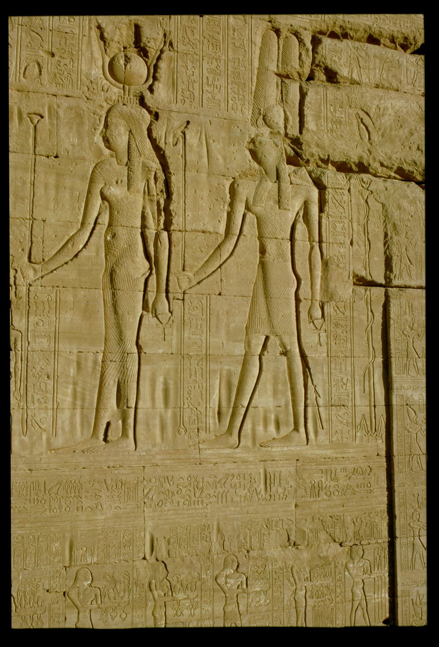 Rilievo incassato raffigurante Hathor e Horus da Unbekannt