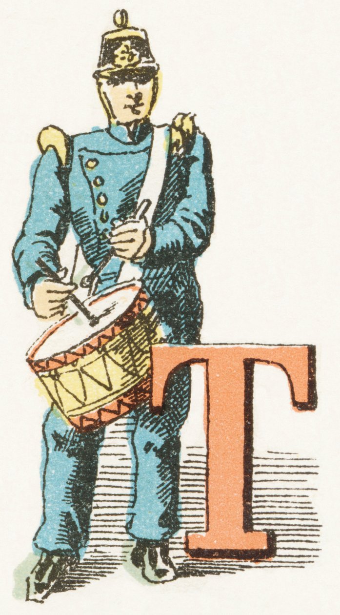 T - Tamburo - Alfabeto Infantile, Edizioni Gordinne 1920 (incisione) da Unbekannt