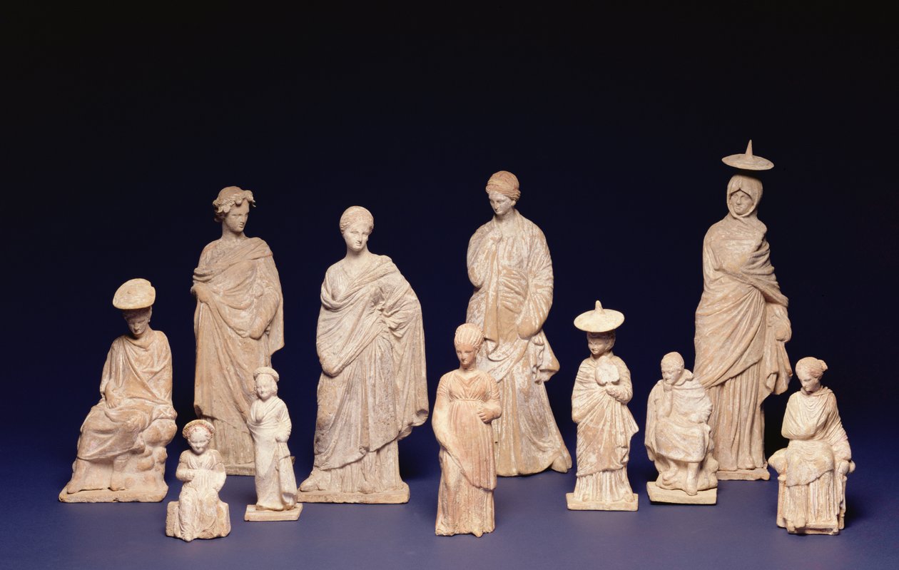 Gruppo di Tanagra: Figure in piedi e sedute, Attica, Asia Minore, IV secolo a.C. da Unbekannt