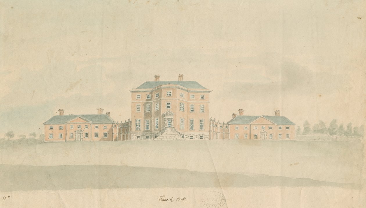 Teddesley Hall: acquerello, nd [fine XVIII sec.] da Unbekannt