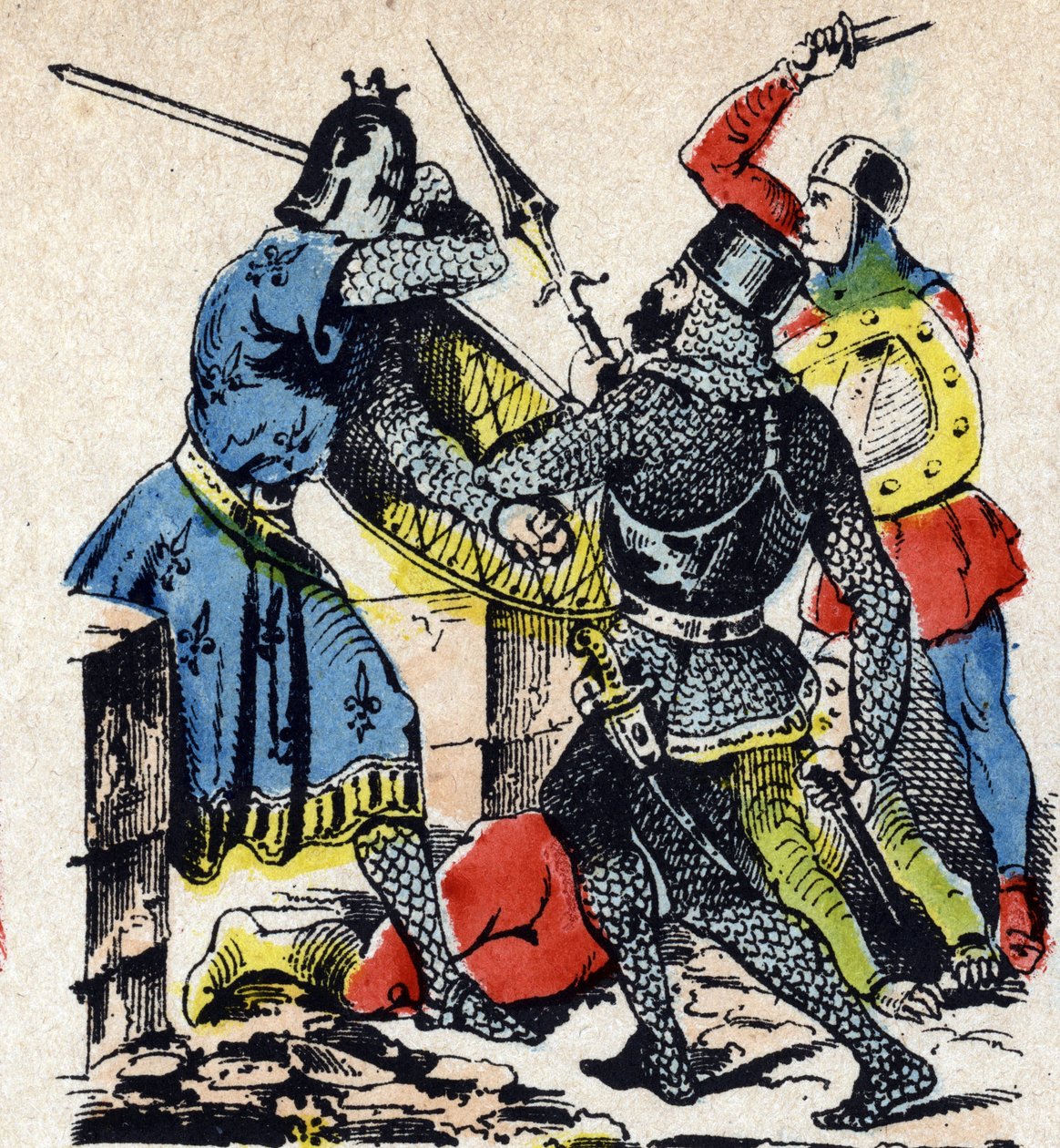 La battaglia di Taillebourg tra il re di Francia Luigi IX e suo fratello il conte di Poitiers Alfonso contro le armi dei loro vassalli ribelli, Enrico III d