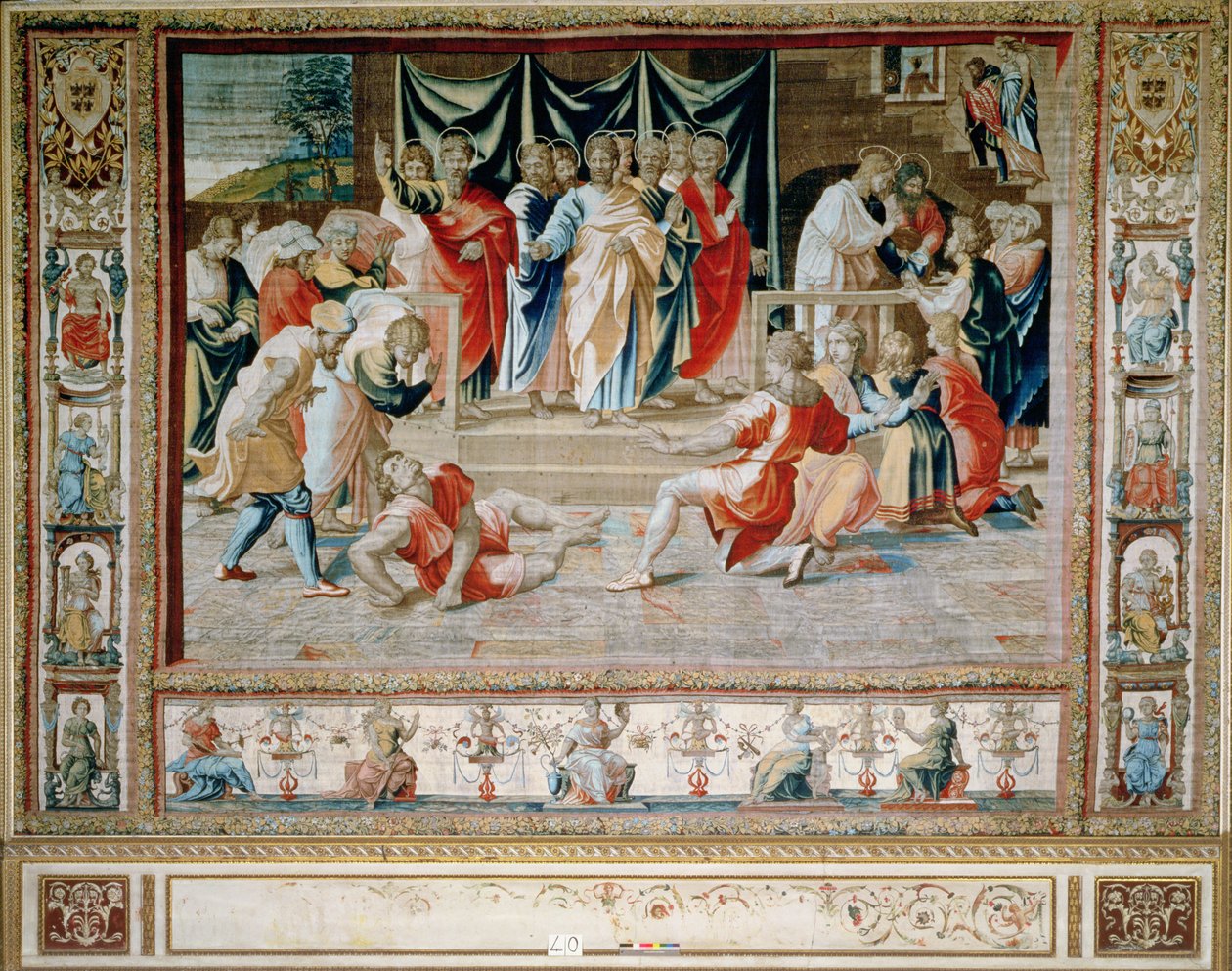 La morte di Aniano dagli Arazzi di Bruxelles, repliche della serie vaticana di Raffaello degli Atti degli Apostoli da Unbekannt