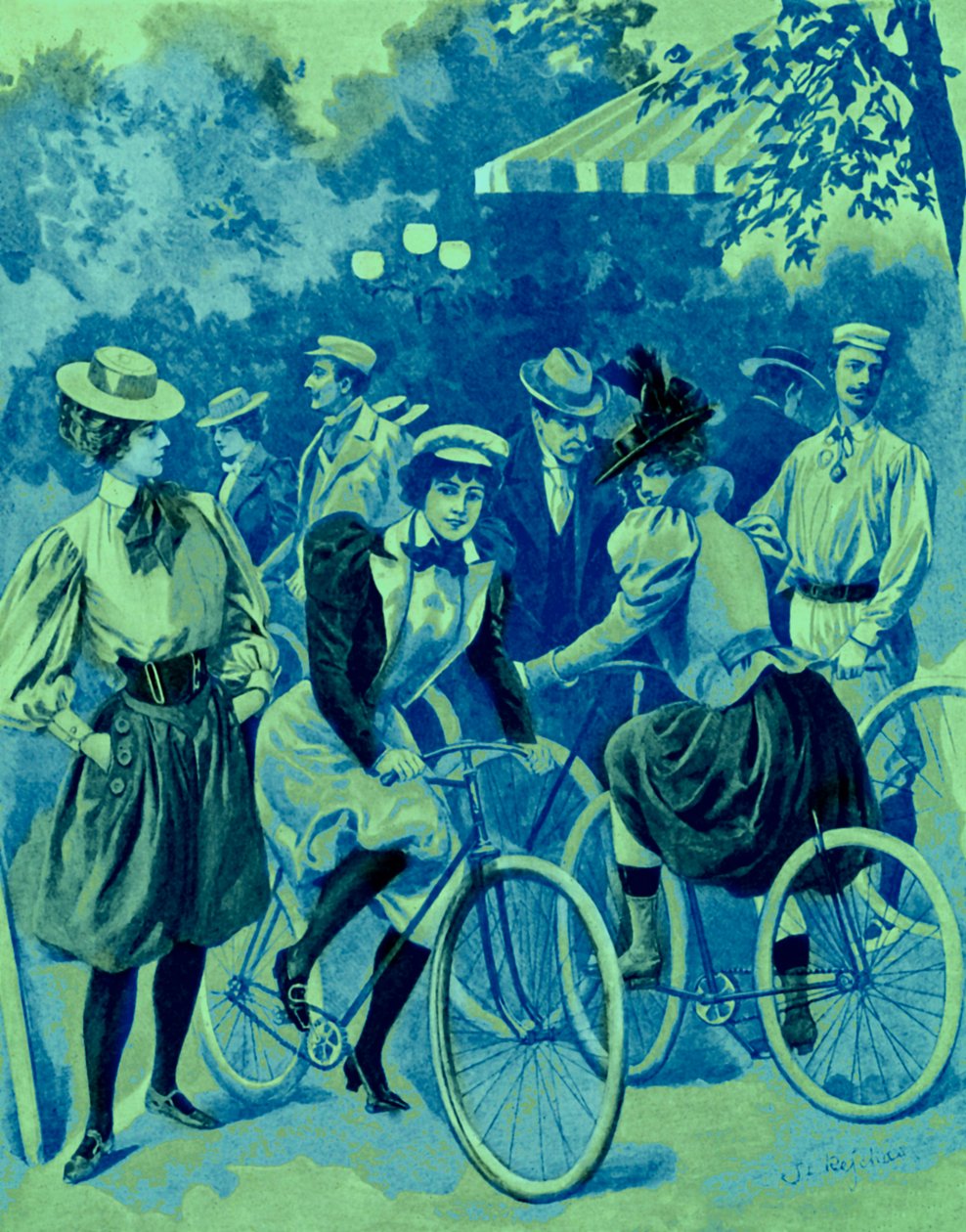 La moda delle biciclette nel Bois de Boulogne da Unbekannter Künstler